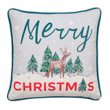 Merry Christmas Deer Festive Cushion Cover 43cm x 43cm - Green - Merry Christmas Deer Cushion In Green 43 X 43Cm 2