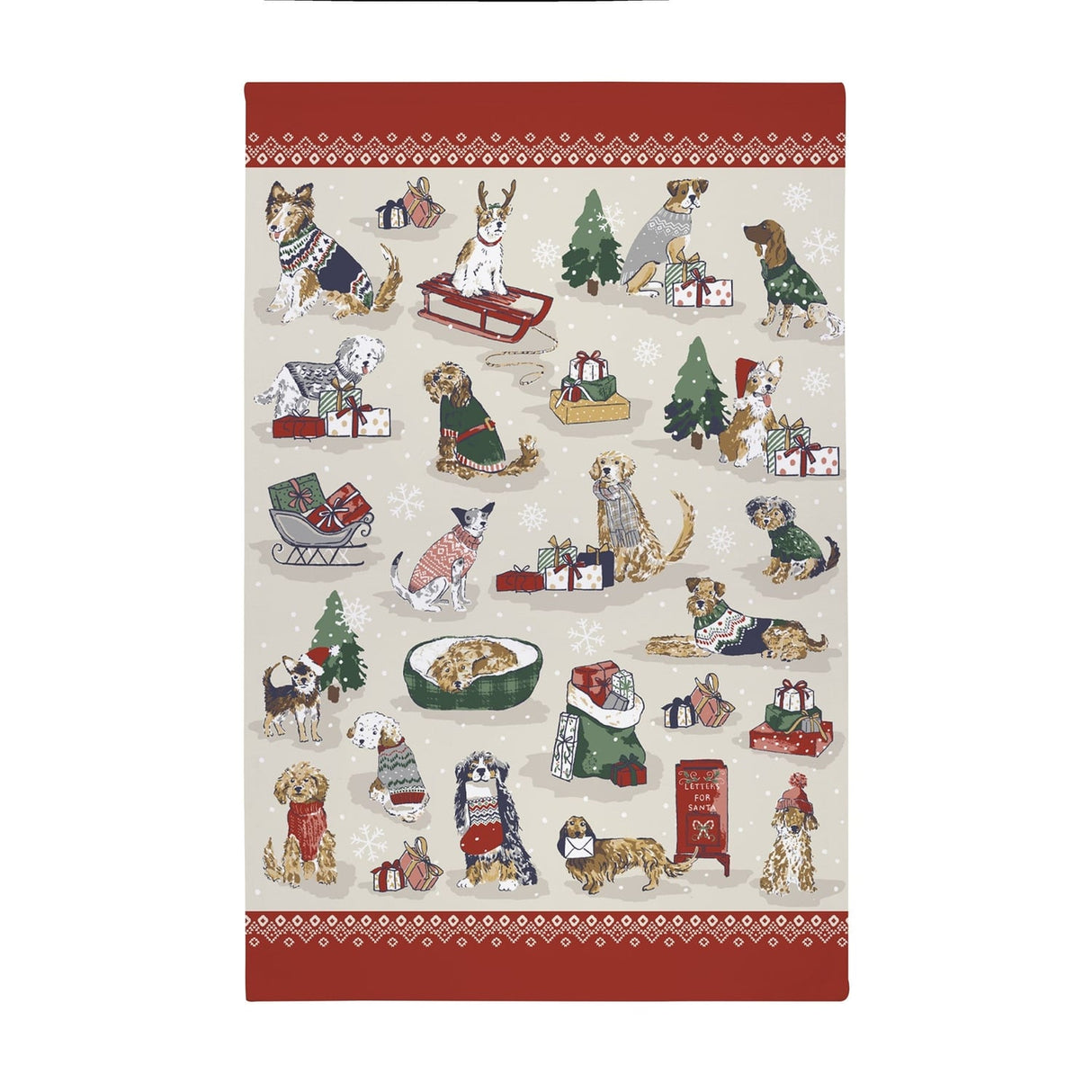 Ulster Weavers Merry Mutts Christmas Dog Print Cotton Tea Towel