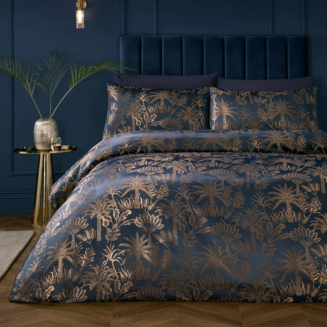 Midnight Palm Navy Duvet Cover Set