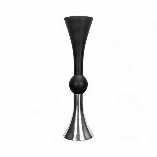 Miles Black & Silver Trumpet Vase 50cm
