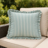 Millie Ruffle Outdoor Cushion Cover / Filled Cushion 20" x 20" (50cm x 50cm) - Duck Egg Blue