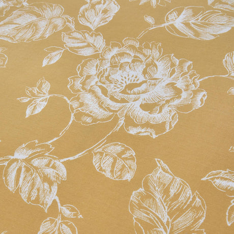 Mishka Floral Gold Pencil Pleat Curtains Light Filtering Polycotton - Mishka Pencil Pleat Curtains In Gold 4