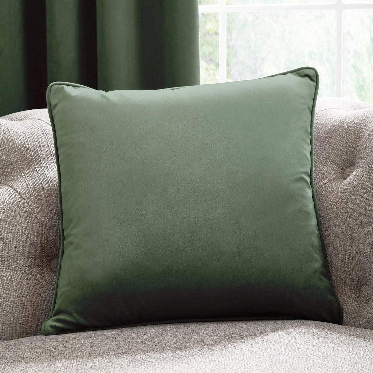 Laurence Llewelyn-Bowen Montrose Velvet Cushion Cover 43cm x 43cm - Bottle Green - Montrose Cushion In Bottle Green 43 X 43Cm 2