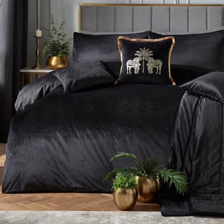 Laurence Llewelyn-Bowen Montrose Luxury Velvet Duvet Cover Set - Black