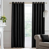 Laurence Llewelyn-Bowen Montrose Velvet Blackout Eyelet Curtains - Black Light Filtering