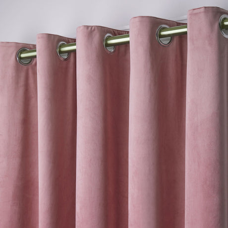 Laurence Llewelyn-Bowen Montrose Velvet Blackout Eyelet Curtains - Blush Light Filtering - Montrose Eyelet Curtains In Blush 3