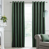 Laurence Llewelyn-Bowen Montrose Velvet Blackout Eyelet Curtains - Bottle Green Light Filtering