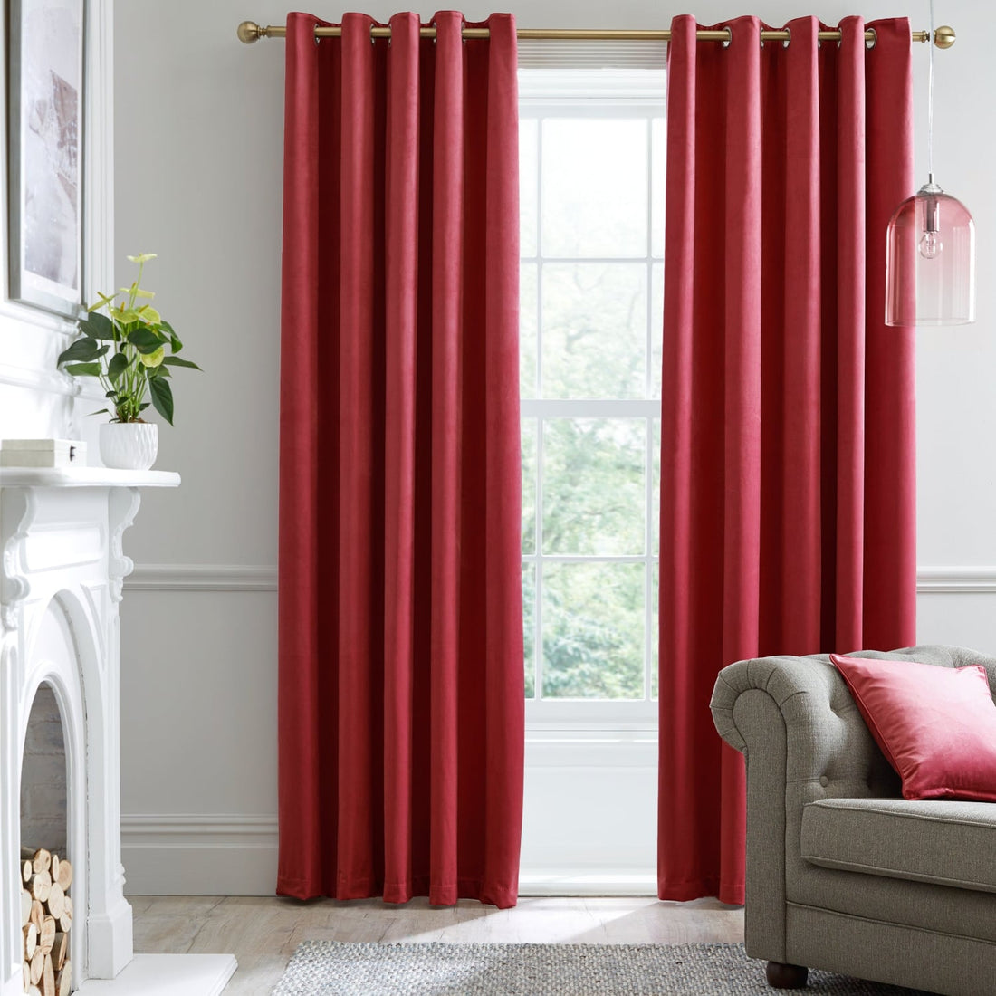 Laurence Llewelyn-Bowen Montrose Claret Velvet Blackout Eyelet Curtains