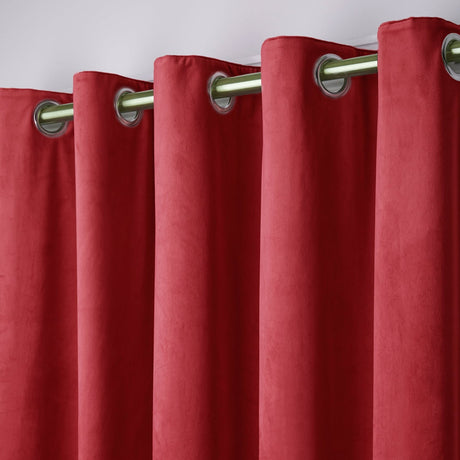 Laurence Llewelyn-Bowen Montrose Velvet Blackout Eyelet Curtains - Claret Light Filtering - Montrose Eyelet Curtains In Claret 2