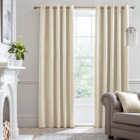 Laurence Llewelyn-Bowen Montrose Velvet Blackout Eyelet Curtains - Ivory Light Filtering