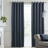 Laurence Llewelyn-Bowen Montrose Velvet Blackout Eyelet Curtains - Navy Light Filtering