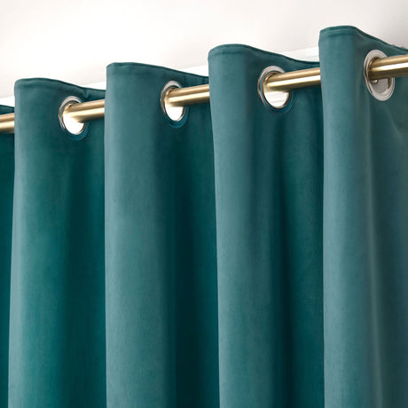 Laurence Llewelyn-Bowen Montrose Velvet Blackout Eyelet Curtains - Teal Light Filtering - Montrose Eyelet Curtains In Teal 2