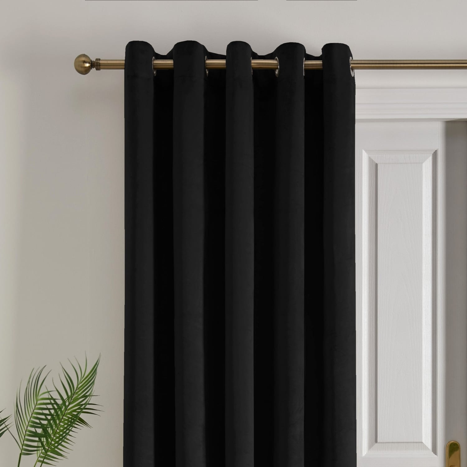 Laurence Llewelyn-Bowen Montrose Blackout Eyelet Single Panel Door Curtain 66 x 84 Inch - Black Thermal Light Filtering - Montrose Eyelet Single Panel Door Curtain In Black 2