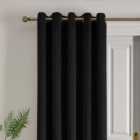 Laurence Llewelyn-Bowen Montrose Blackout Eyelet Single Panel Door Curtain 66 x 84 Inch - Black Thermal Light Filtering - Montrose Eyelet Single Panel Door Curtain In Black 2