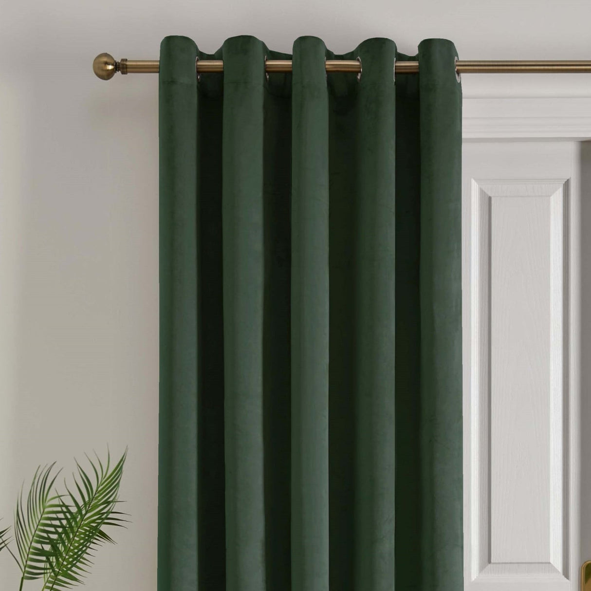 Laurence Llewelyn-Bowen Montrose Blackout Eyelet Single Panel Door Curtain 66 x 84 Inch - Bottle Green Thermal Light Filtering - Montrose Eyelet Single Panel Door Curtain In Bottle Green 2
