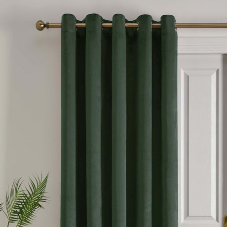 Laurence Llewelyn-Bowen Montrose Blackout Eyelet Single Panel Door Curtain 66 x 84 Inch - Bottle Green Thermal Light Filtering - Montrose Eyelet Single Panel Door Curtain In Bottle Green 2