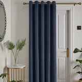 Laurence Llewelyn-Bowen Montrose Blackout Eyelet Single Panel Door Curtain 66 x 84 Inch - Navy Thermal Light Filtering