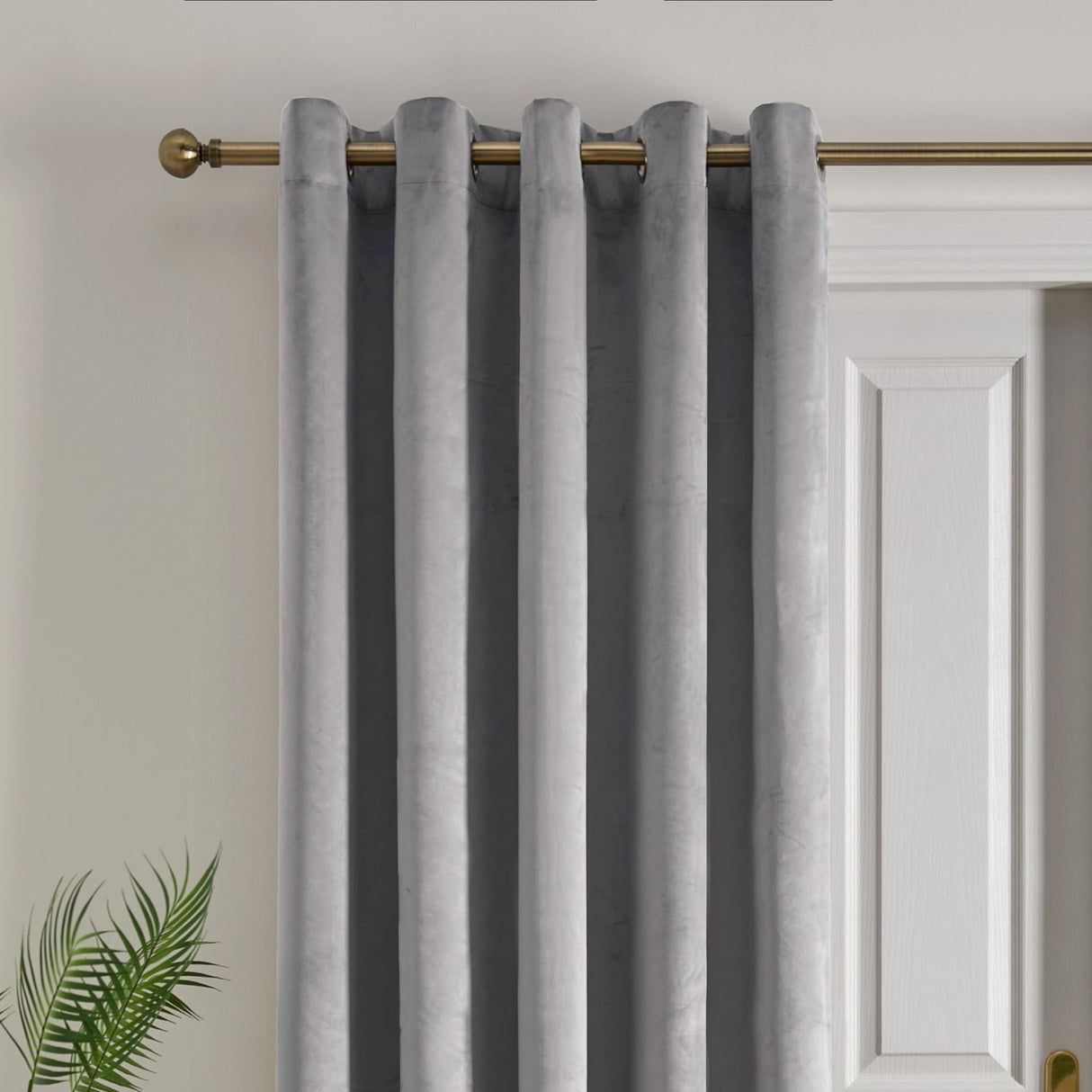 Laurence Llewelyn-Bowen Montrose Blackout Eyelet Single Panel Door Curtain 66 x 84 Inch - Silver Thermal Light Filtering - Montrose Eyelet Single Panel Door Curtain In Silver 2