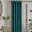 Laurence Llewelyn-Bowen Montrose Blackout Eyelet Single Panel Door Curtain 66 x 84 Inch - Teal Thermal Light Filtering