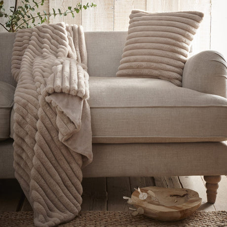 Hygge Morritz Faux Fur Cosy Reversible Throw – Natural – 130cm x 180cm - Morritz Bedspread In Natural 130 X 180Cm 2