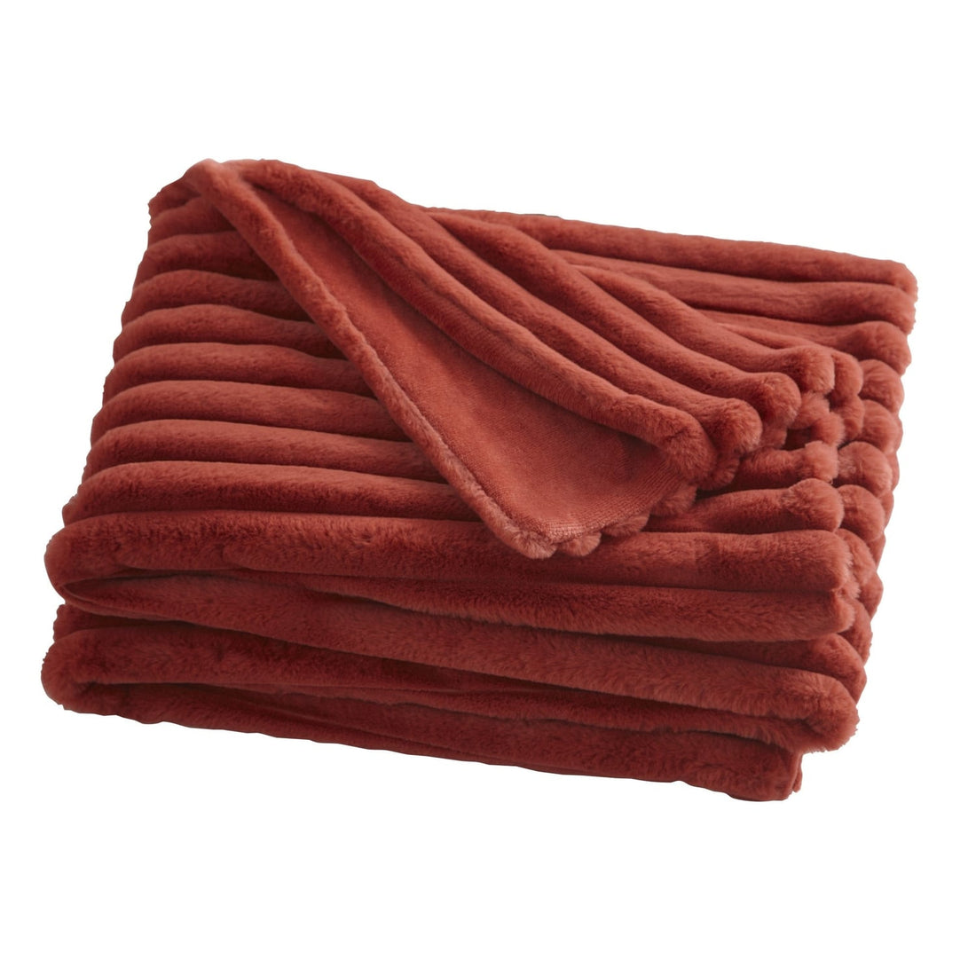 Hygge Morritz Faux Fur Cosy Reversible Terracotta Thermal Throw Blanket 130cm x 180cm