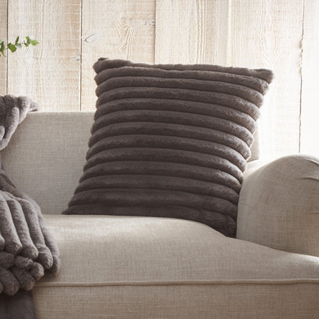 Hygge Morritz Faux Fur Cosy Cushion Cover 43cm x 43cm - Charcoal