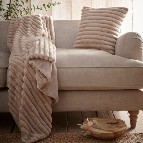 Hygge Morritz Faux Fur Cosy Cushion Cover 43cm x 43cm - Natural - Morritz Cushion In Natural 43 X 43Cm 2
