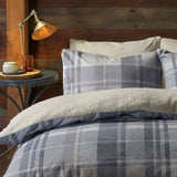 Snug Mulford Check Cosy Microfibre Duvet Cover Set - Grey - Mulford Check Duvet Cover Set In Grey 2