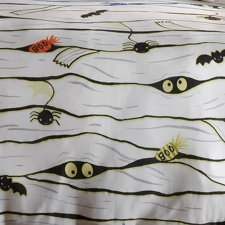 Mummy Glow In The Dark Halloween Polycotton Duvet Cover Set - Mummy Halloween Duvet Cover Set In White 3