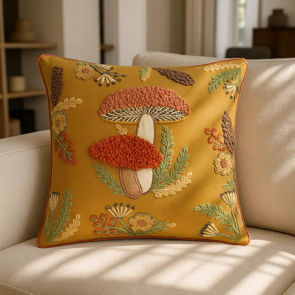 Mushroom Dell Cushion Cover / Filled Cushion 18" x 18" (45cm x 45cm) by Wylder Nature