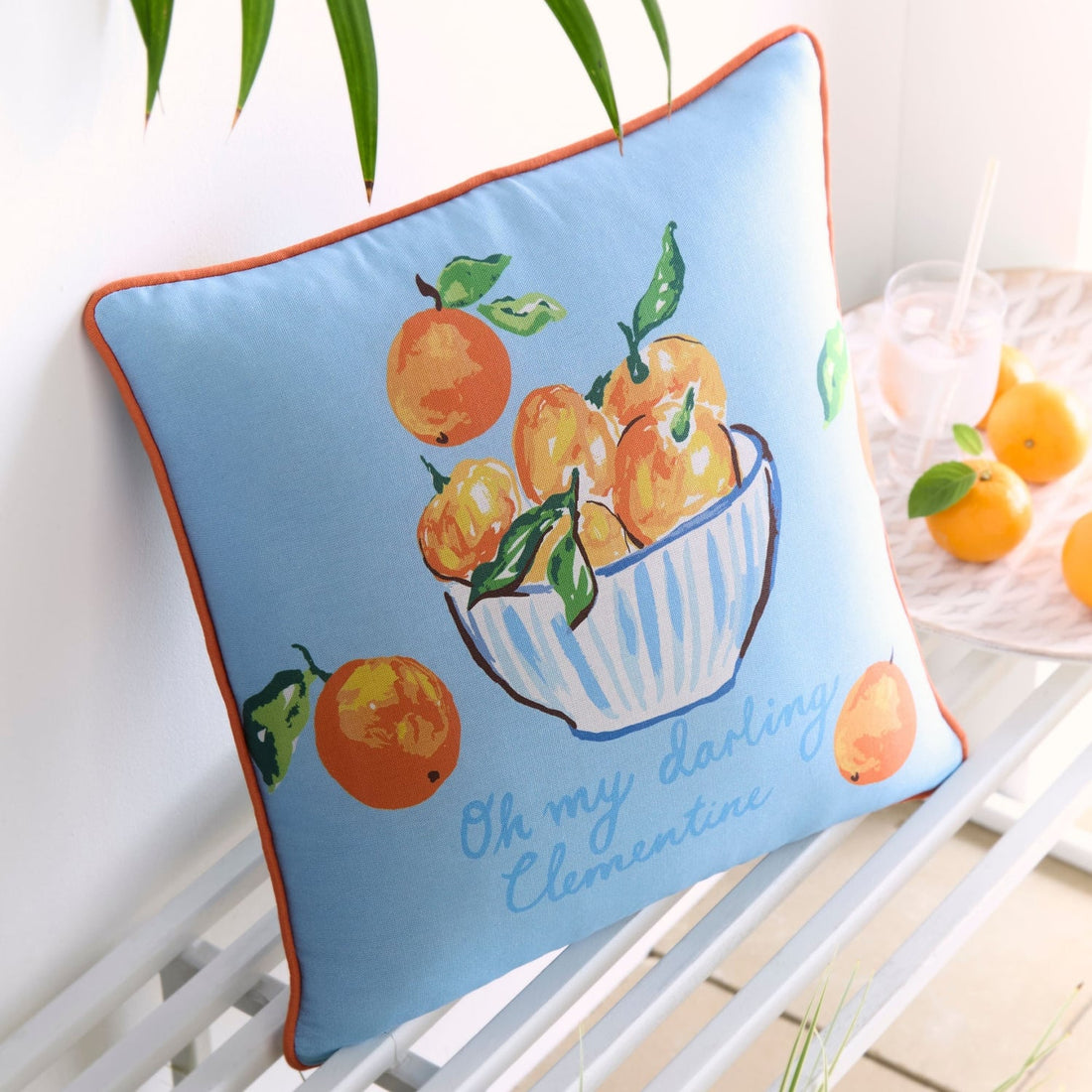 My Darling Clementine Fruit Print 100% Cotton Filled Cushion