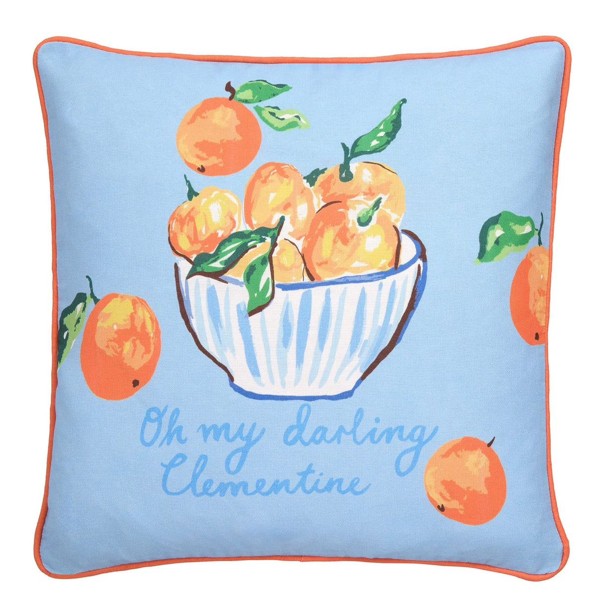 My Darling Clementine 100% Cotton Fruit Print Filled Cushion - My Darling Clementine Cushion In Multi 43 X 43Cm 2
