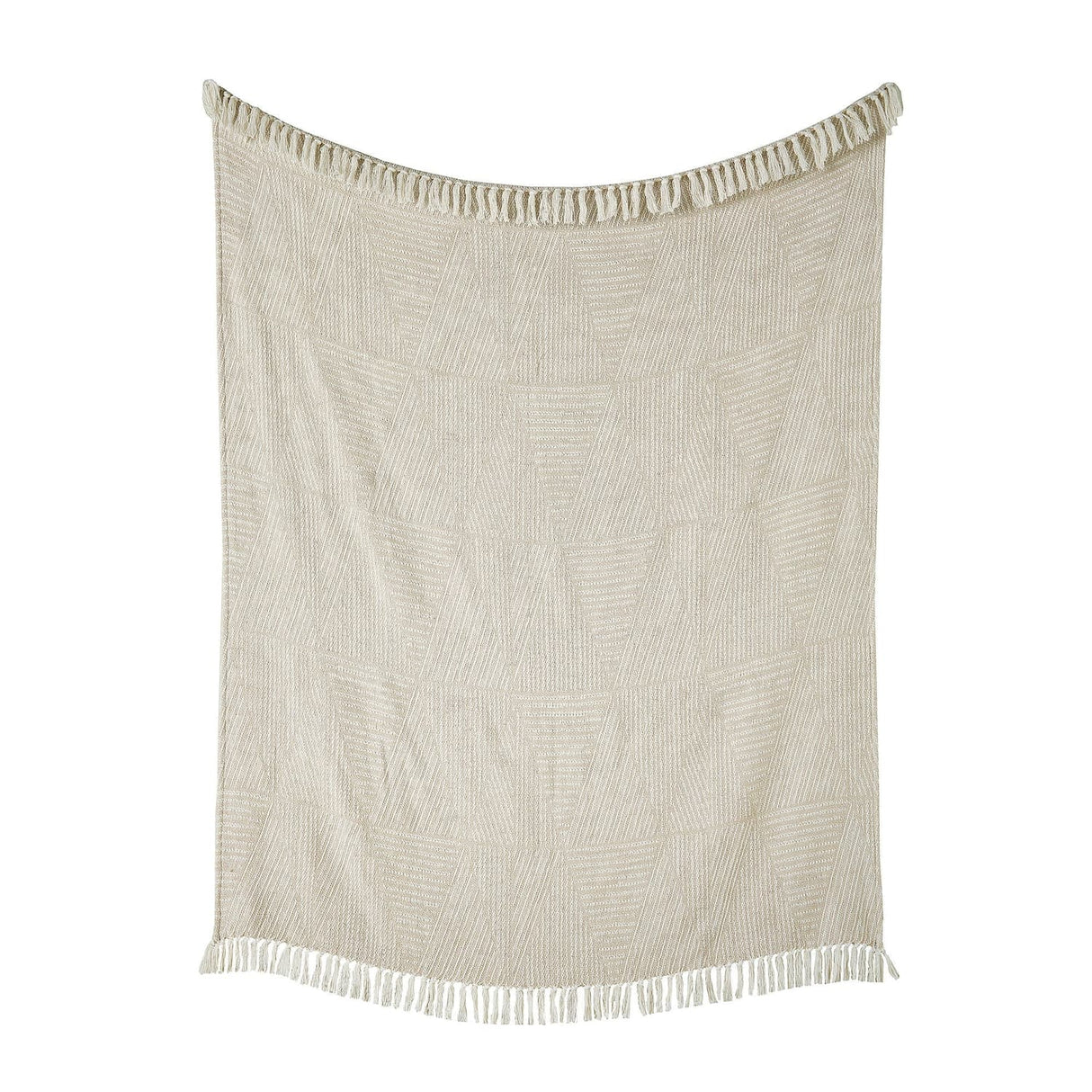 Myan 100% Cotton Woven Tasselled Throw – Natural – 130cm x 180cm - Myan Throw In Natural 130 X 180Cm 2