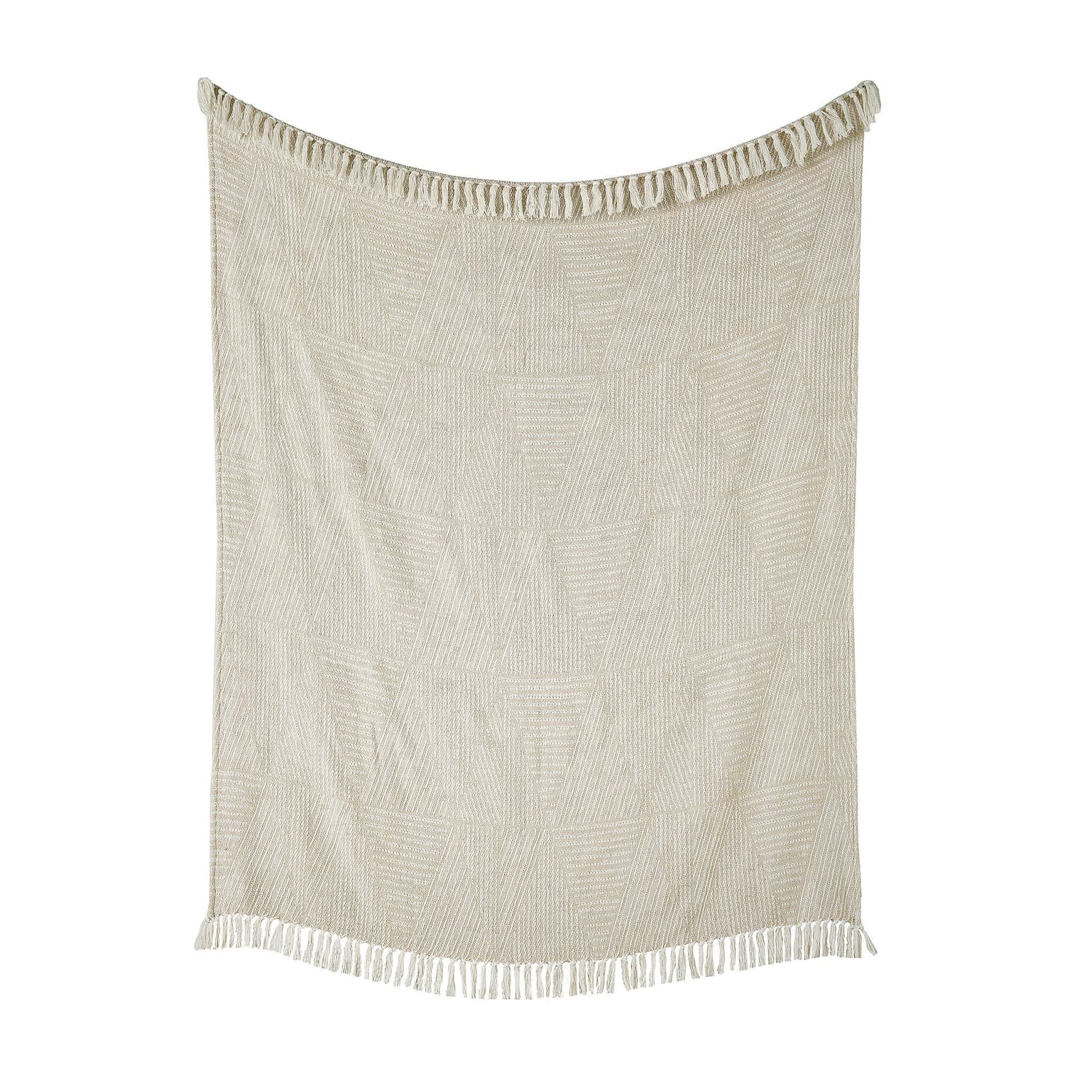 Myan 100% Cotton Woven Tasselled Throw – Natural – 130cm x 180cm - Myan Throw In Natural 130 X 180Cm 2