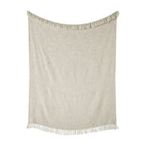 Myan 100% Cotton Woven Tasselled Throw – Natural – 130cm x 180cm - Myan Throw In Natural 130 X 180Cm 2