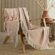 Myan 100% Cotton Woven Tasselled Throw – Terracotta – 130cm x 180cm