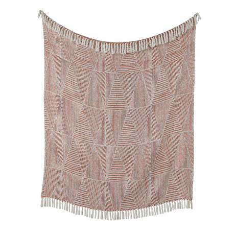 Myan 100% Cotton Woven Tasselled Throw – Terracotta – 130cm x 180cm - Myan Throw In Terracotta 130 X 180Cm 2