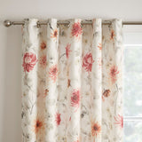 Nadia Floral Beige Eyelet Curtains Light Filtering - Nadia Eyelet Curtains In Red 2