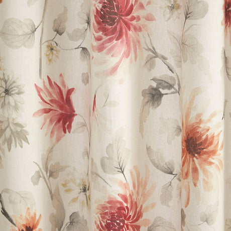 Nadia Floral Beige Eyelet Curtains Light Filtering - Nadia Eyelet Curtains In Red 3