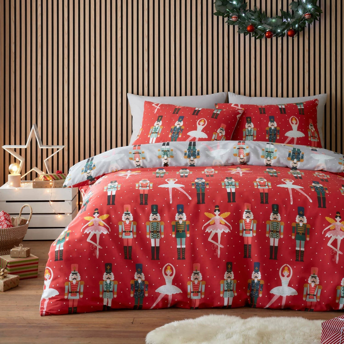 Nutcracker Red Christmas Duvet Cover Set