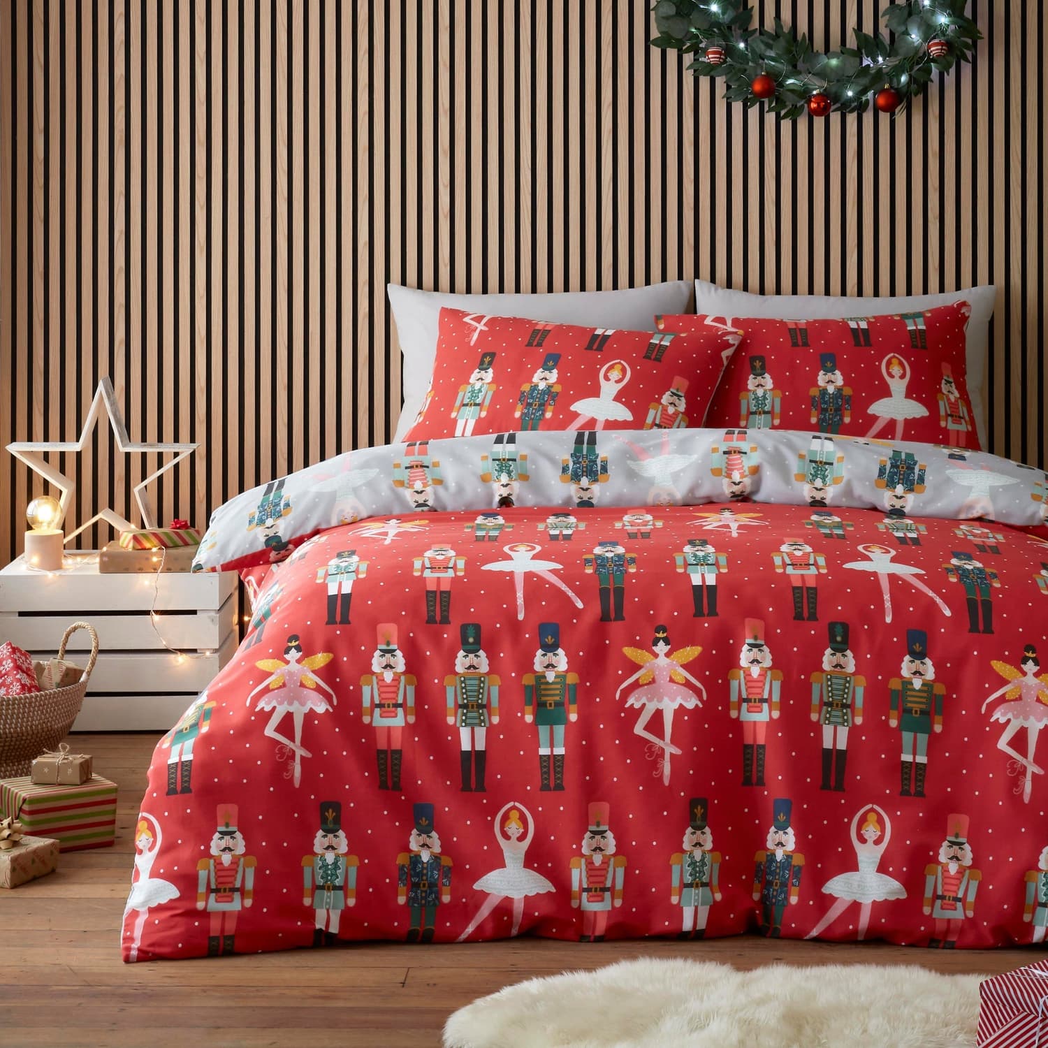 Nutcracker Red Christmas Polycotton Duvet Cover Set