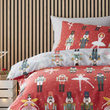 Nutcracker Red Christmas Polycotton Duvet Cover Set - Nutcracker Christmas Duvet Cover Set In Red 2