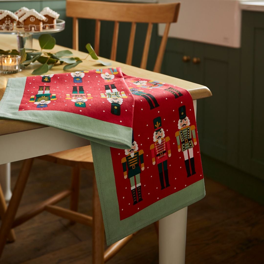 Ulster Weavers Nutcracker Parade Recycled Cotton Christmas Tea Towel Red