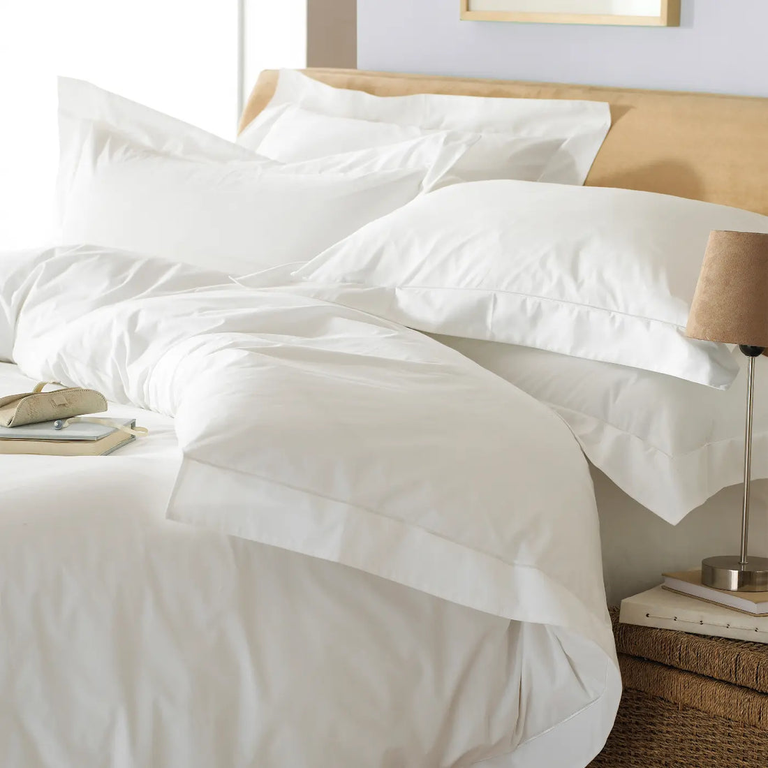Oxford Embroidered 100% Cotton Duvet Cover Set White