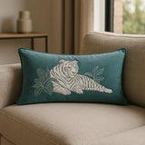 Odisha White Tiger Cushion Cover / Filled Cushion 12" x 20" (30cm x 50cm) by Paoletti