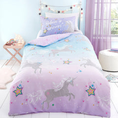 Ombre Unicorn Lilac Kids Duvet Cover Set