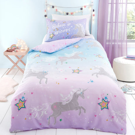 Ombre Unicorn Lilac Kids Duvet Cover Set