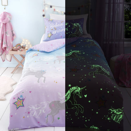 Ombre Unicorn Lilac Kids Duvet Cover Set - Ombre Unicorn Duvet Cover Set In Lilac 5