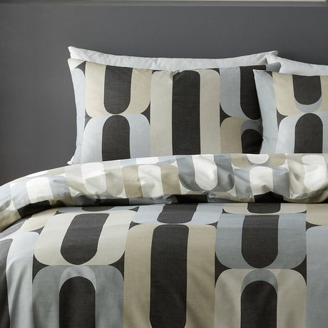 Orea Polycotton Duvet Cover Set Navy Blue and Grey Bedding - Orea Duvet Cover Set In Charcoal 2