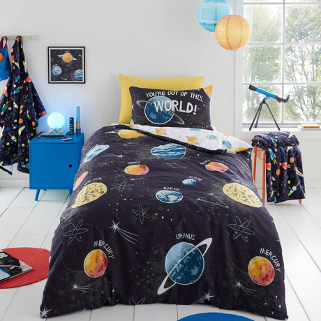 Outer Space Kids Reversible Duvet Cover Set